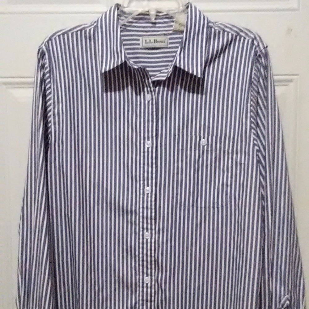 "L.L.Bean" Oxford Blue Stripe, w pocket * new